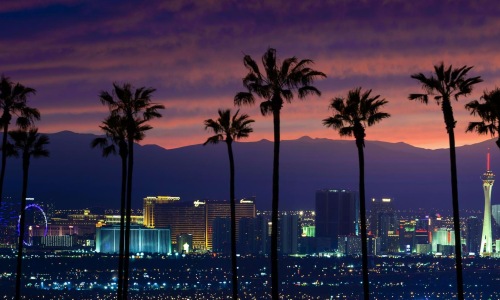 a city skyline at night