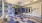 a room with a blue and white checkered floor and a tile floor